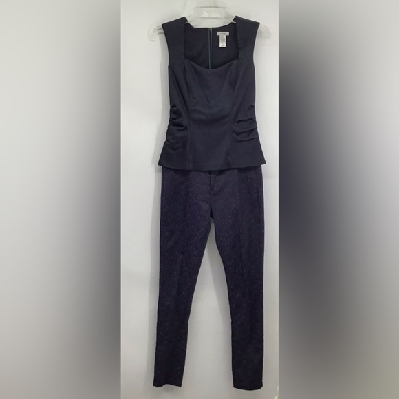 Cache’ Two Piece Pant Set Jacquard Pants Sleeveless Fitted Top Career Size 4 - Picture 1 of 14